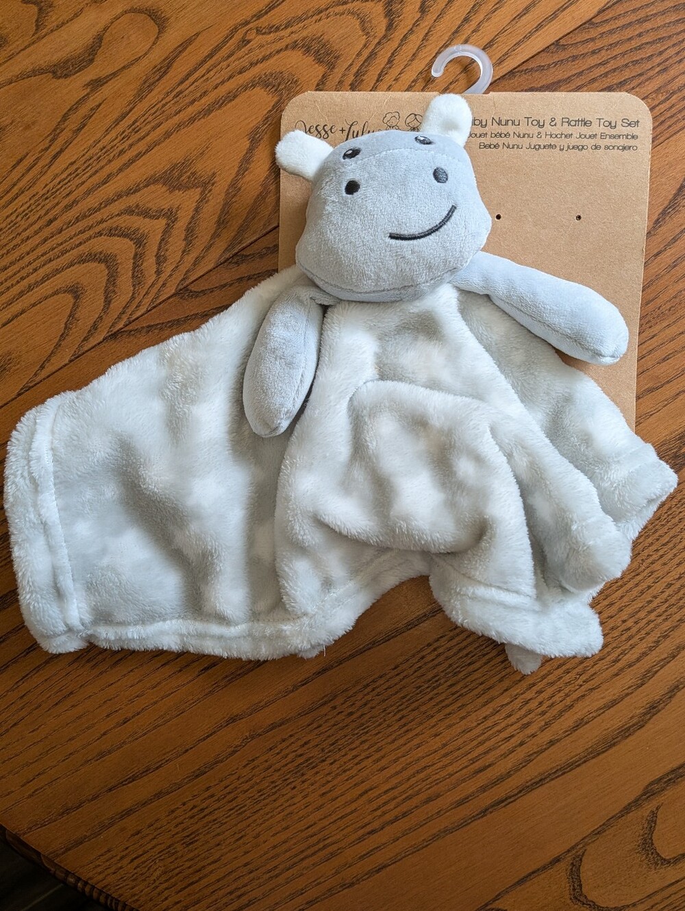 Jesse & Lulu Hippo Lovey Gray Star Soft Security Blanket Boy Girl Baby Plush Toy